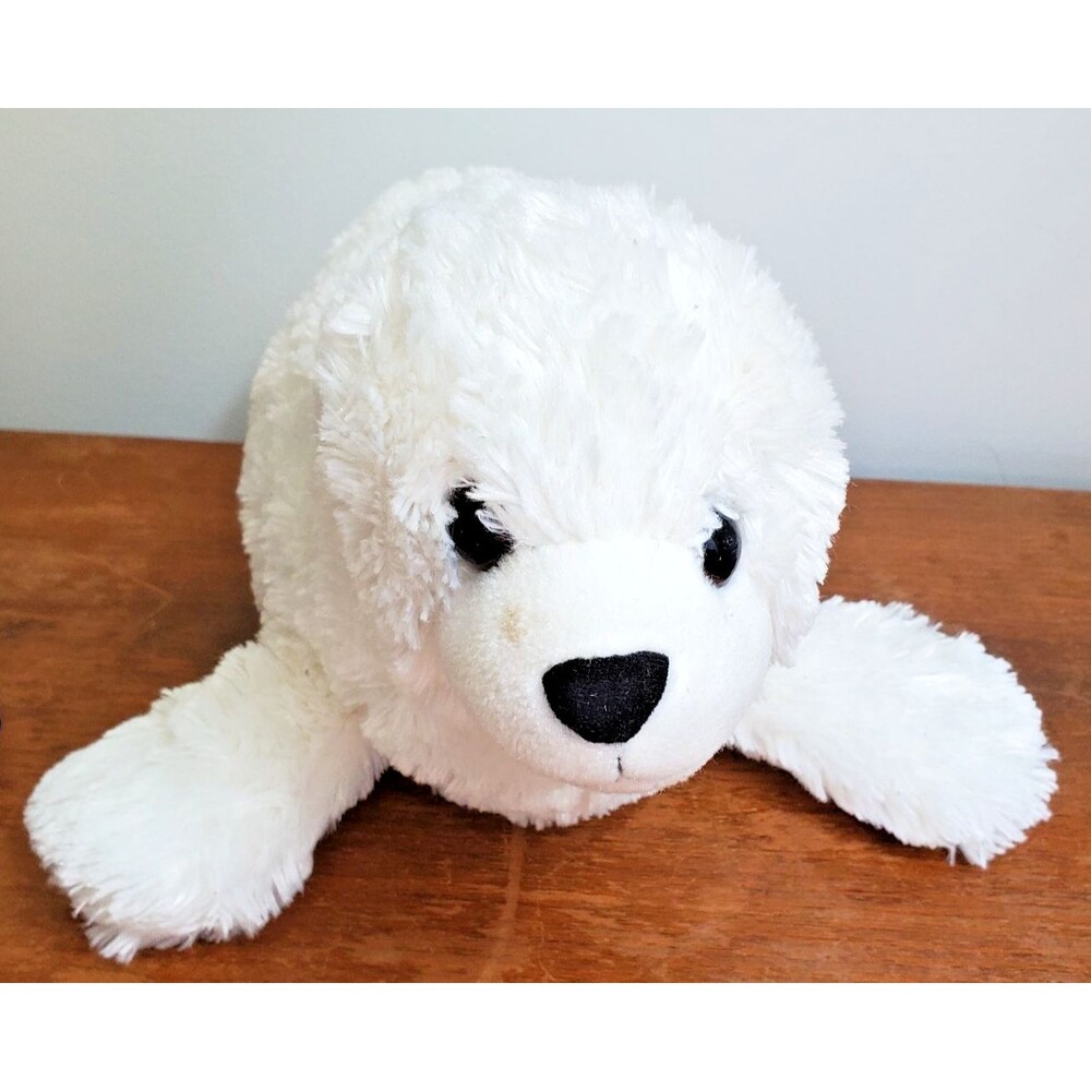 Wild Republic Plush Seal Baby Pup White Stuffed 16" Realistic Big Eyes Flaw